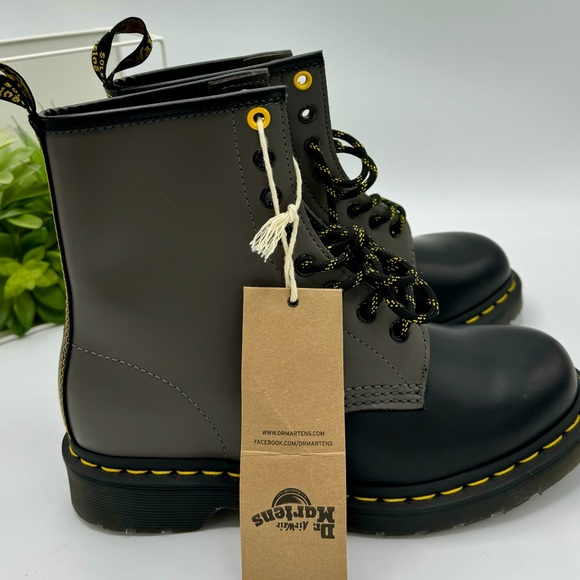 Dr. Martens Black and Grey Combat Boots - Picture 2 of 6